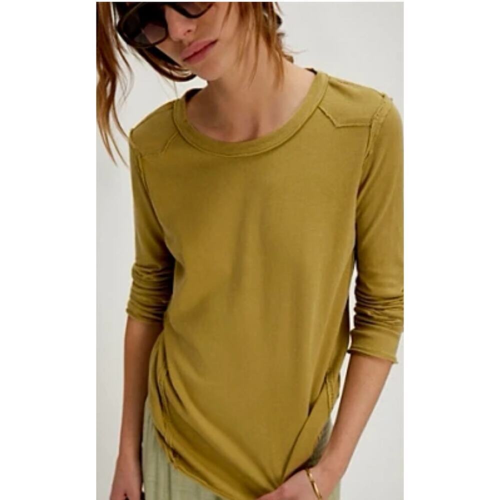 We The Free Olive Long Sleeve Knit Tee, Women's size XS